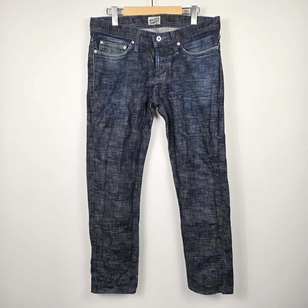 Naked & Famous Weird Guy Men Dark Wash Button Fly Jeans 32x30 100% Cotton Denim